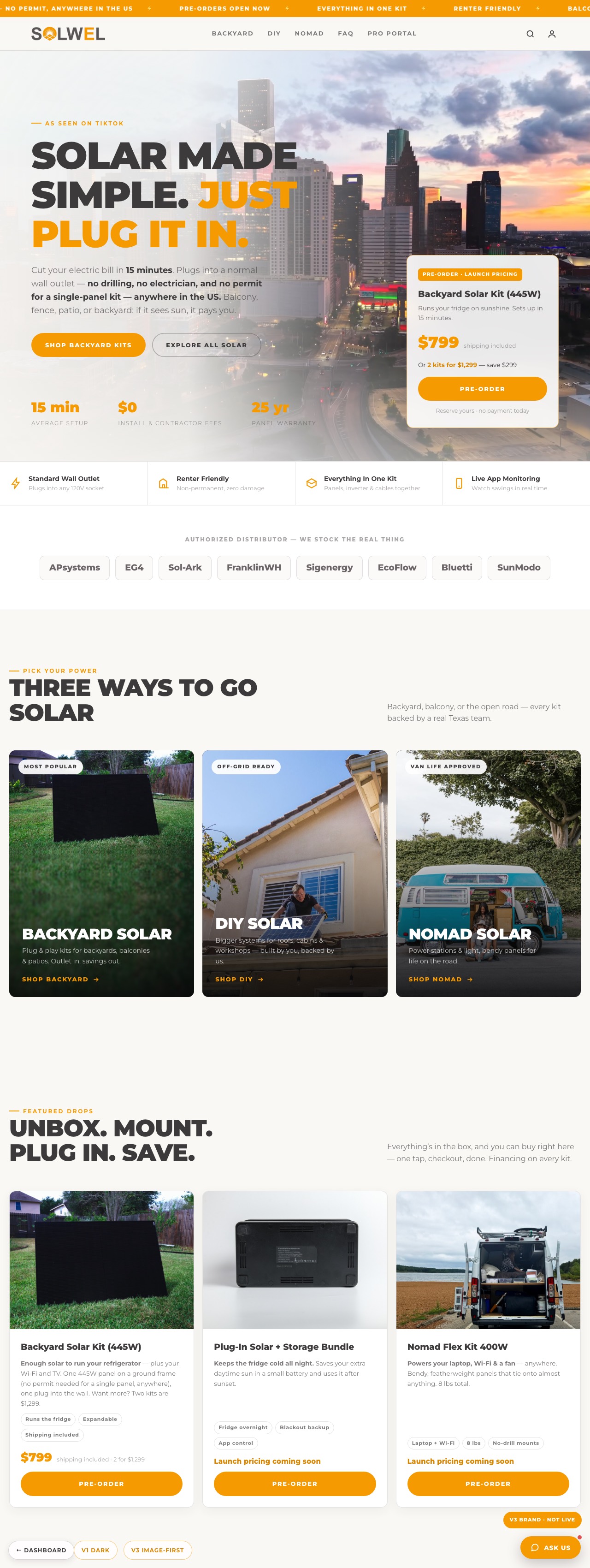 Solwel Backyard Solar website